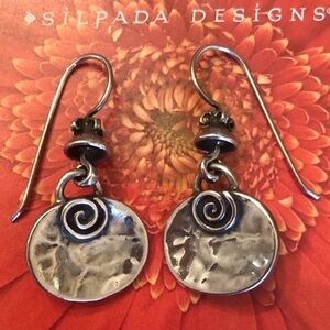 Vintage Silpada Sterling Silver Swirl Disk Earrings W1354